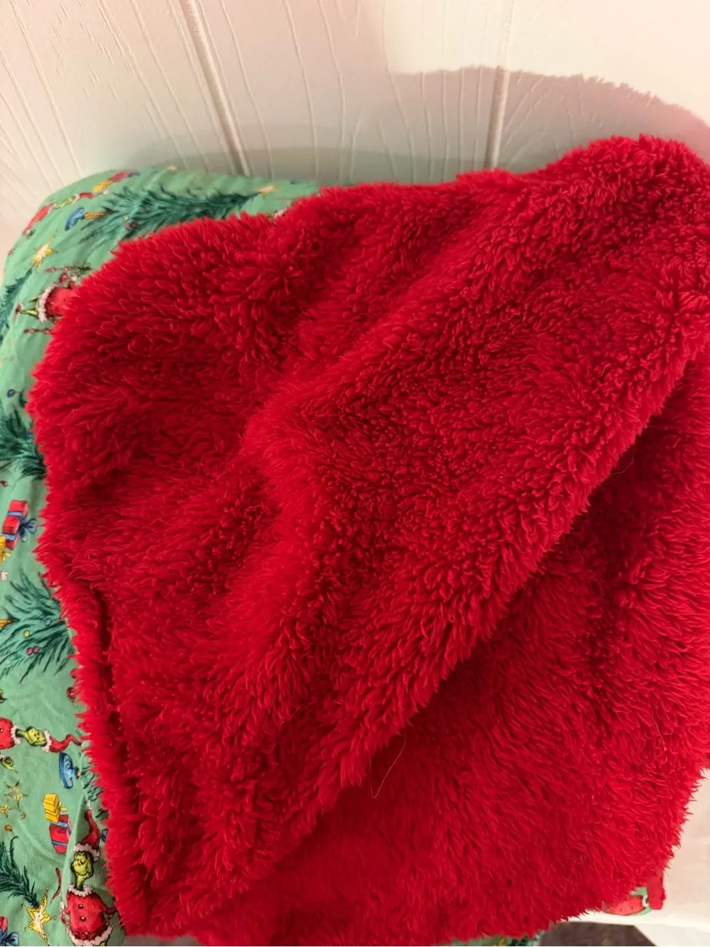 Holiday Green Grinch Plush Throw Blanket